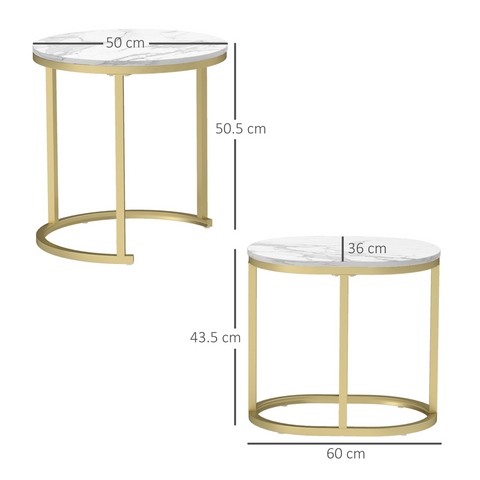Elegant Marble-Effect Side Table Set - Versatile Accent Tables