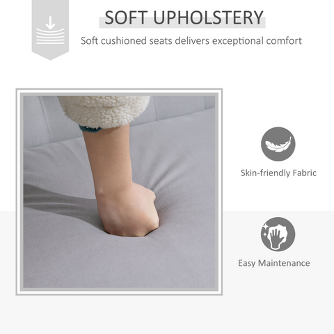 Velvet-Feel French Inspired Two-Seat Lounger Couch w/ Wood Frame Vintage