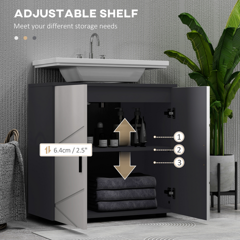 kleankin Bathroom Vanity Unit, Under Sink Cabinet with Shelf, Light Grey