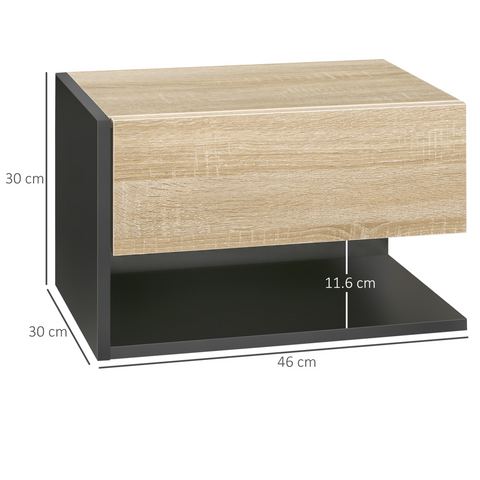 Modern Bedside Table Set of 2 with Drawer and Shelf