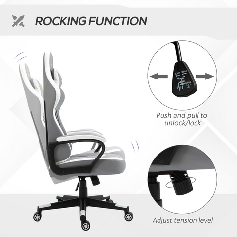 Ergonomic chair with rocking function features on a white background