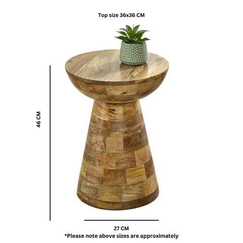 Solid Wood Round Side Table Mushroom Style, Elegant And Versatile