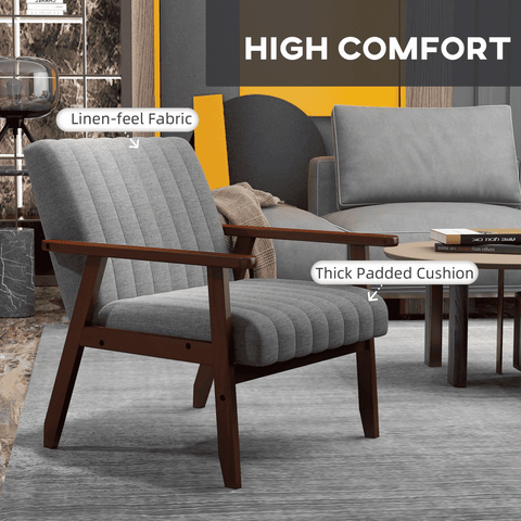 Modern Accent Chair Upholstered Armchair for Bedroom Living Room Grey