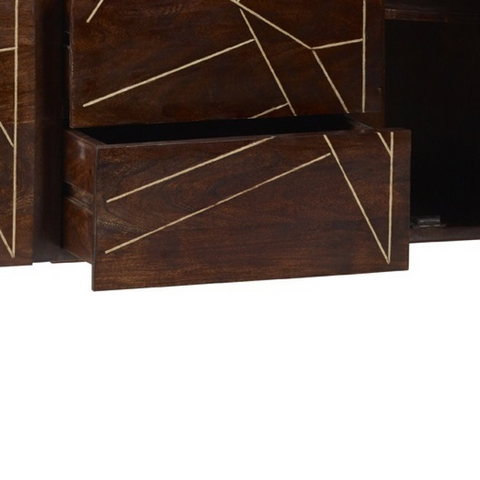 Dark Gold Extra Large Sideboard 3 Drawers And 2 Doors