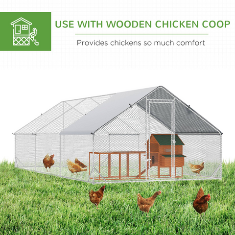 Walk In Chicken Run Large Galvanised Chicken Coop with Cover 6 x 3 x 2m
