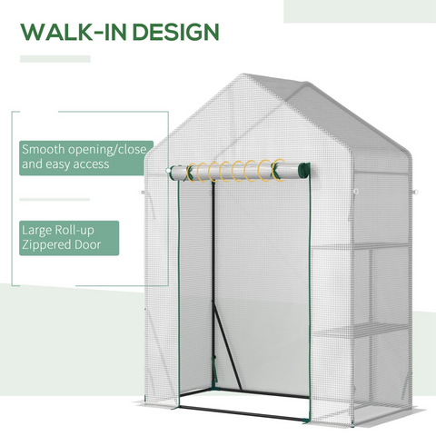 Greenhouse for Outdoor, Portable Gardening Plant Grow House w/ Shelf Outsunny
