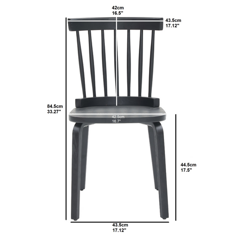 Windsor Dining Chairs Set of 2,Wood Farmhouse Spindle Back, Widen Seat, Mid-Century Modern French Country Style, for Living Room Restaurant, Black