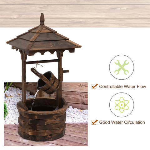 Fir Wood Outdoor Garden Decor Wishing Well Waterfall
