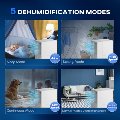 30L Dehumidifier with Filter, Auto Defrost, for Home Laundry Drying