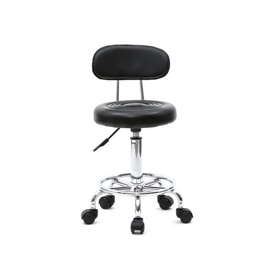 Round Shape Adjustable Salon Stool with Back and Line Black