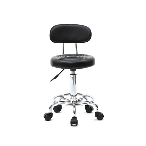 Round Shape Adjustable Salon Stool with Back and Line Black
