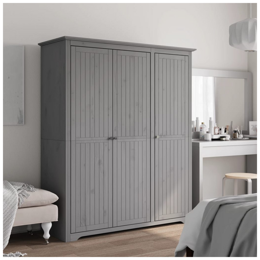 Wardrobe BODO Grey 151.5x52x176.5 cm Solid Wood Pine