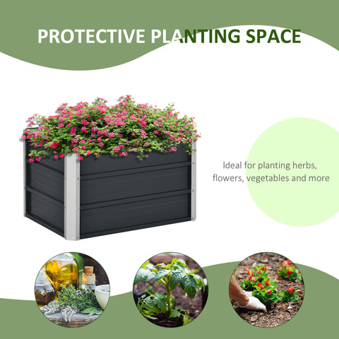 Raised Garden Bed, Elevated Planter Box & Gloves, Grey