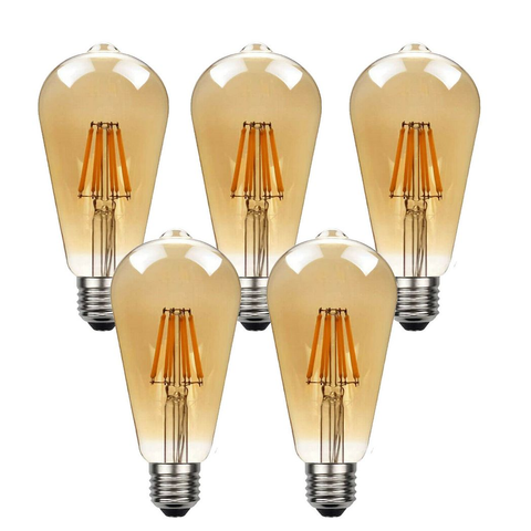 5Pack E27 LED Edison Dimmable Vintage Amber Glass Warm white 2700K Light Bulb