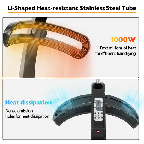 Professional Standing Hair Color Processor, Temperature & Angle Adjustable, 60-Minute Timing, Hair Dyeing/Perm Styling/Heating/Oil Treatment for Salon & Home Use