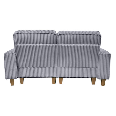 Deep Seat Corduroy Loveseat with Brushed Stainless Steel Cup Holders and 2 Decorative Pillows, Cozy 2-Seater Sofa for Living Room