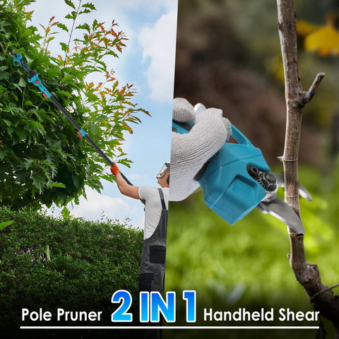 2-in-1 Electric Pruning Shear with Pole - 850W Brushless Motor, 200min Run Time, 4.5-6.3ft Extension for Perfect for Hedges, Trees, and Gardens