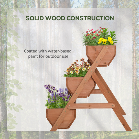 Outsunny - Garden Bed Wooden Elevated Planter Box Kit, Brown
