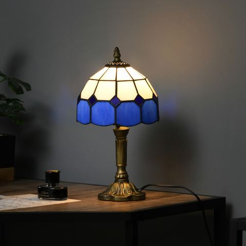 Antique Table Lamp, for Bedroom Bedside, Bulb not Included, Blue