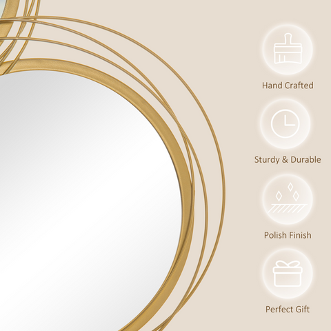 Metal Wall Art Decorative Mirror Decor Modern Wall Sculpture, Gold