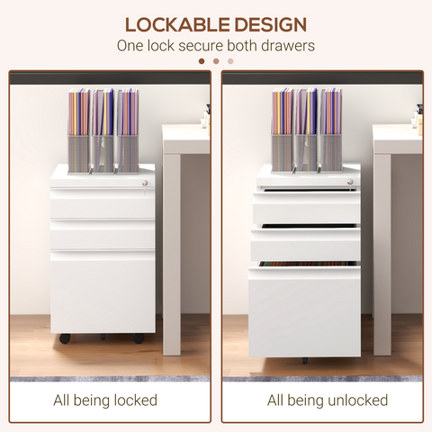 Efficient File Storage Cabinet with Lock & Wheels - Compact Steel Design