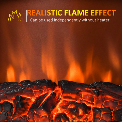 Free Standing Fireplace Fan-1850W Flame Effect, Electric Log Burning Stove -Black