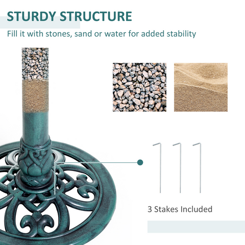 Outsunny 50cm Outdoor Bird Bath Fountain, Decrative Garden Feeder Stand Green