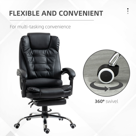 PU Leather Home Office Chair High Back Computer Chair with Swivel Wheels Black