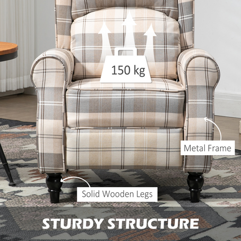 Recliner Chair for Living Room Wingback Chair with Padded Armrest Khaki