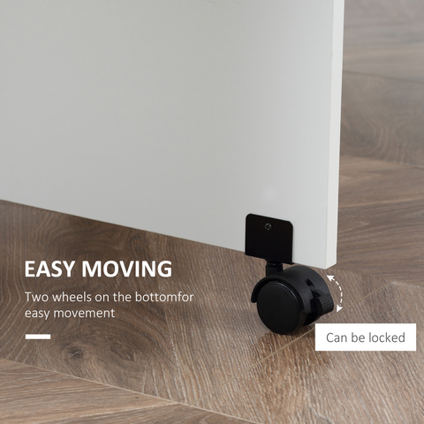 Kitchen Folding Desk Mobile Drop Leaf Dining Table Wheel Storage Shelves White