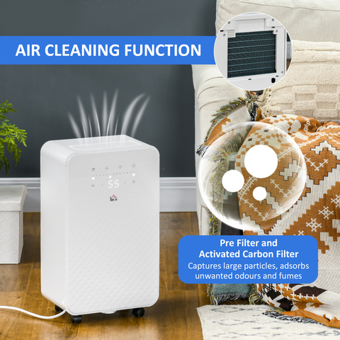 10L/Day Protable Quiet Air Dehumidifier with Purifier, Timer, 5 Modes