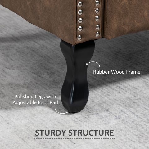 Chesterfield-style Wing Back Armchair Tufted Accent Chair Brown