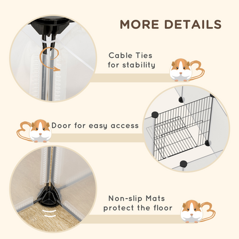 Pet Playpen, 18 Panels DIY Small Animal Cage for Guinea Pigs Hedgehogs