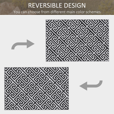 Reversible Outdoor Rug Portable Plastic Straw RV Camping Mat - 182x274cm