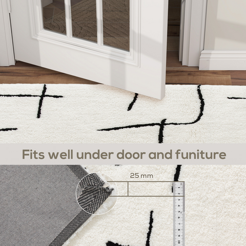 High Pile Modern Shaggy Rug, Soft Floor Carpet 120 x 170 cm, Cream