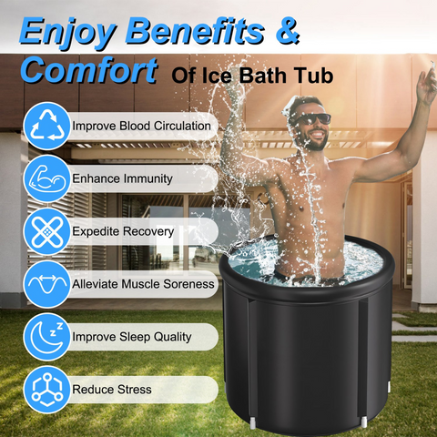370L Ice Bath Tub for Recovery, 97Gallon Large Cold Plunge Tub with 5-Layers Insulation, Portable Ice Bathtub for Athletes Adults Home Gym, 5-Layers Insulated Ice Bathtub for Muscle Recovery, Indoor Outdoor Use