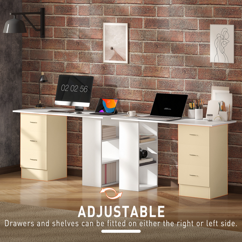 120cm Computer Desk PC Table Workstation w/ 3 Shelf & Drawers White