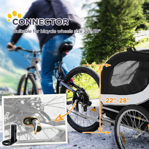 Pet Bicycle Trailer Dog Cat Bike Carrier Water Resistant Travel Steel Black