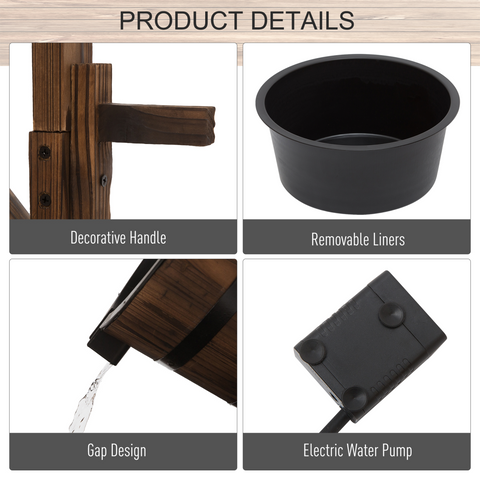 Fir Wood Outdoor Garden Decor Wishing Well Waterfall