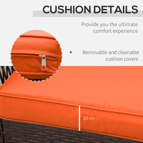 3 Pieces Patio Rattan Bistro Set with Tempered Glass Table Orange