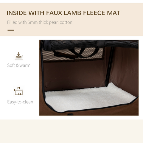 60cm Foldable Pet Carrier w/ Cushion for Mini Dogs and Cats - Brown Pawhut