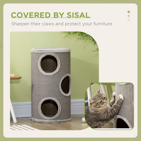 Cat Barrel Kitten Tree Tower for Indoor Cats, Covered with Sisal, Cosy Platform