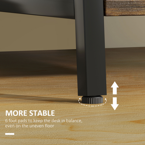 Computer Table Wor Desk with Shelves & Steel Frame, Rustic Brown