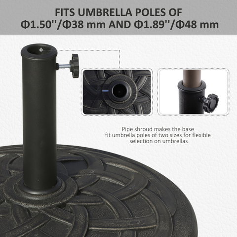 Umbrella Base for ?38mm and ?48mm Poles, Resin-Bronze