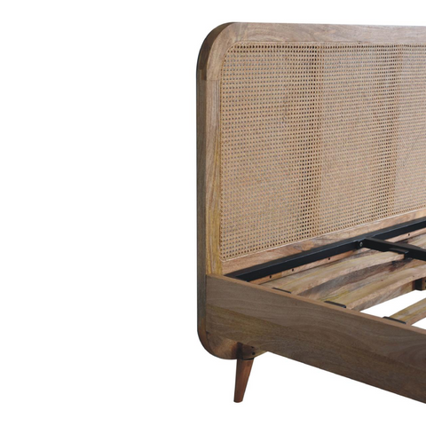 Artisan Furniture Solid Wood Rattan Bed, Upholstered, Brown Color