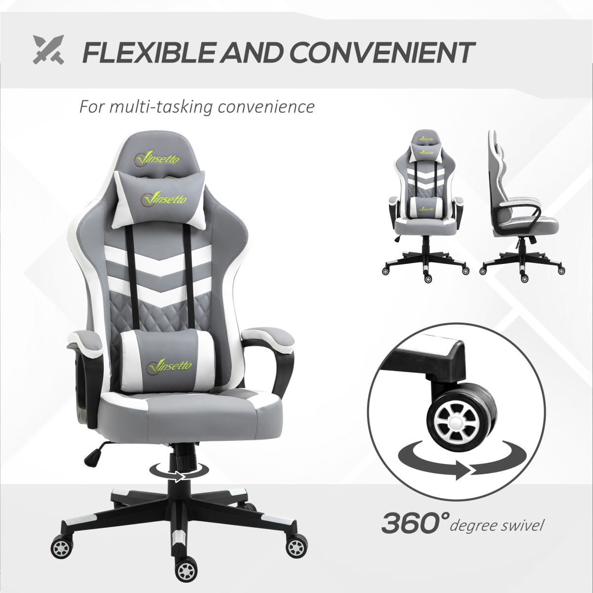 Gray office chair with adjustable features on a white background