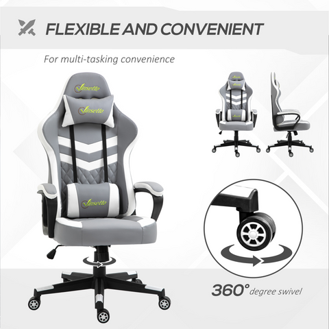 Gray office chair with adjustable features on a white background