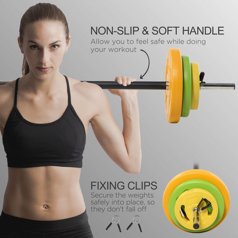 20kg Weights Barbell Set with Non-slip Handle for Strength Training