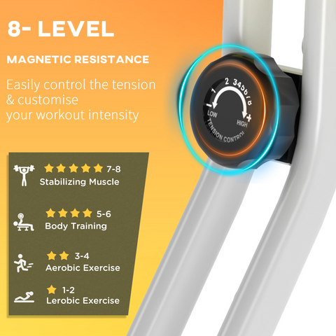 Magnetic Resistance Exercise Bike Foldable LCD Adjustable Seat Yellow