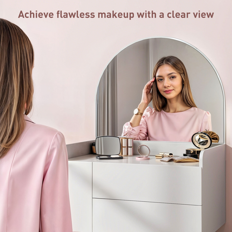 Makeup Vanity Table with Mirror Drawers Modern Dressing Table White